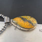 Men's Navajo Pearls Necklace with Bumblebee Jasper Pendant | Sterling Silver | Native American Handmade | 10548