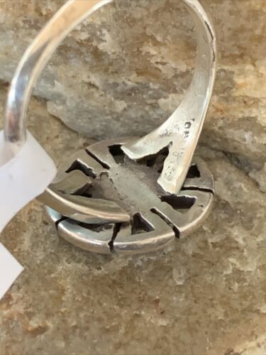 Navajo Women's Inlay Blue Turquoise Ring | Sterling Silver | Sz 6.5 | Authentic Native American Handmade | 1783