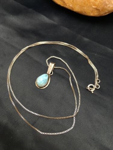 Navajo Turquoise Pendant | Sterling Silver | Authentic Native American Handmade | 20" | 8975 - Masha USA