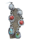 Navajo Spiny, Turquoise & Howlite Dangle Earrings | Sterling Silver | Authentic Native American Handmade | 1634