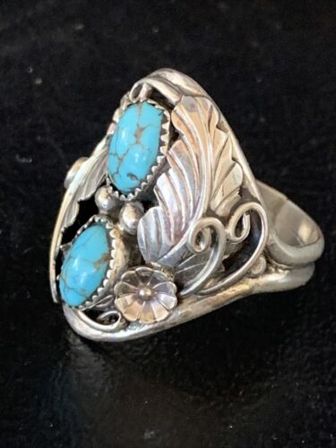 Navajo Kingman Turquoise Multi-Stone Ring | Authentic Native American Sterling Silver | Sz 10.5 | 14170