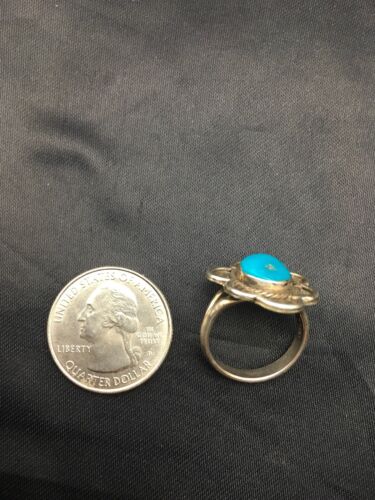 Southwestern Blue Turquoise Navajo Ring | Sterling Silver | Sz 6 | Authentic Native American Handmade | 4407