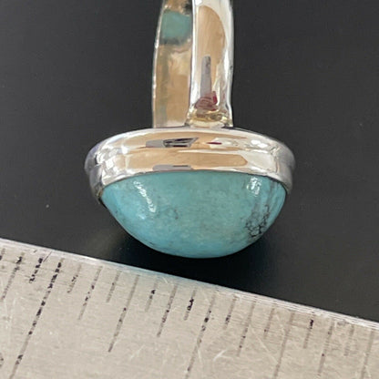 Navajo Spiderweb Blue Turquoise Ring | Sterling Silver | Sz 6.5 | Authentic Native American Handmade | 11445