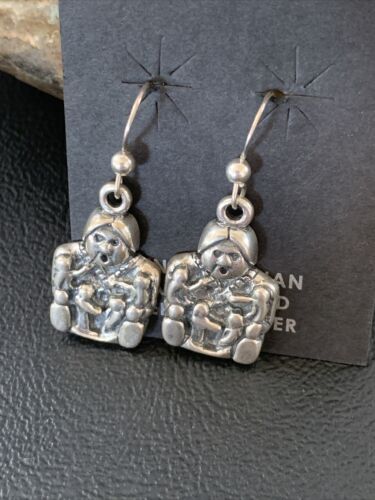 Navajo Storyteller Dangle Earrings | Sterling Silver | 1.5" | Authentic Native American Handmade | 12986