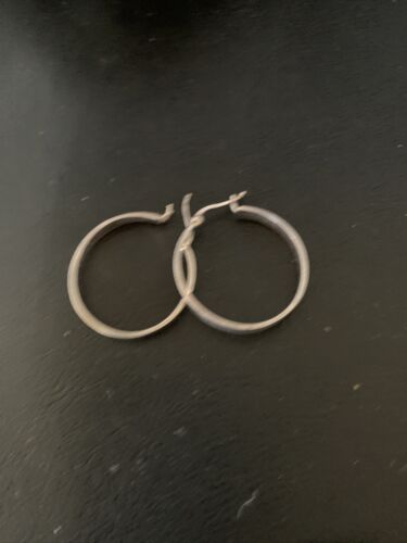 Native American Old Pawn Women's Hoop Stud Earrings | Sterling Silver | 1" | 13010