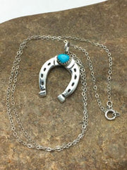 Navajo Blue Turquoise Naja Pendant Necklace | Sterling Silver Chain | Authentic Native American Handmade | 4466