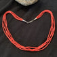 Red Stabilized Coral Heishi Necklace | 5-Strands | Sterling Silver | 20" | Authentic Native American Handmade | 00761