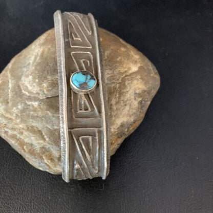 Navajo Blue Turquoise Hair Barrette | Sterling Silver | 4" | Authentic Native American Handmade | 13731 - Masha USA