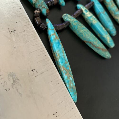 Navajo Blue Jasper Choker Necklace | Sterling Silver Shell Beads | 20" | Authentic Native American Handmade | 11462