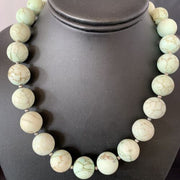 Native American Women's Navajo Green Jade Bead Necklace | Sterling Silver | 16mm | 18" | 13264