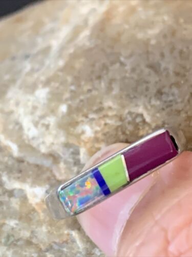 Navajo Blue Turquoise Purple Sugilite Opal Inlay Ring | Sz 7 | Authentic Native American Handmade | 11150
