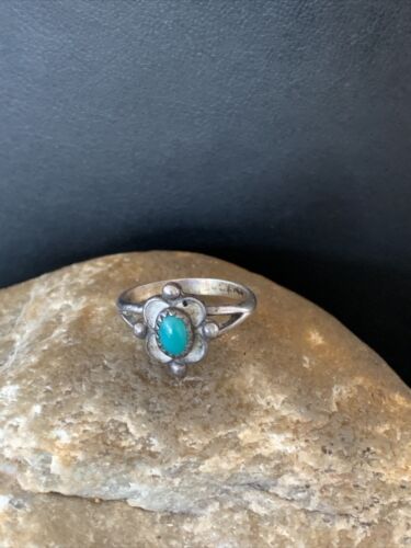 Navajo Green Turquoise Ring | Sterling Silver | Sz 5.5 | Authentic Native American Handmade | 10786