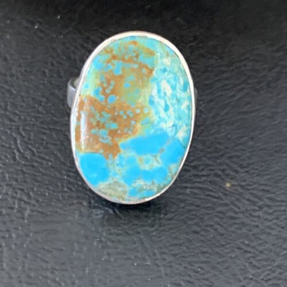Navajo Blue Kingman Turquoise Ring | Sterling Silver | Sz 8 | Authentic Native American Handmade | 12794