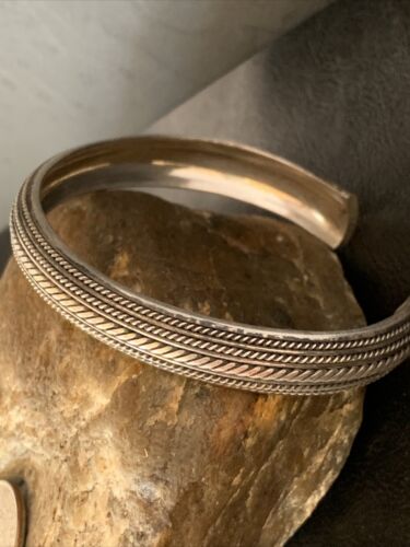 Navajo Stamped Cuff Bracelet | Old Pawn Sterling Silver | Authentic Native American Handmade | 14191