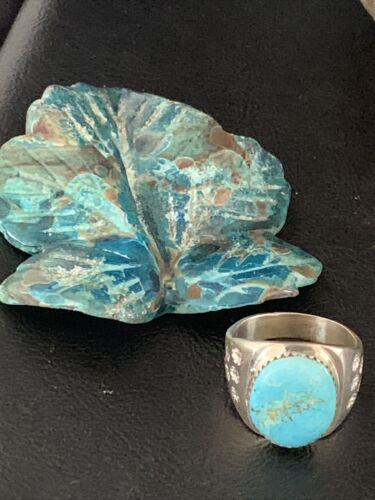 Southwestern Navajo Blue Kingman Turquoise Ring | Sterling Silver | Sz 11 | 14140