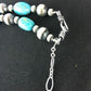 Authentic Native American | Navajo Sterling Silver Turquoise Necklace | Blue Green | 18" | 384