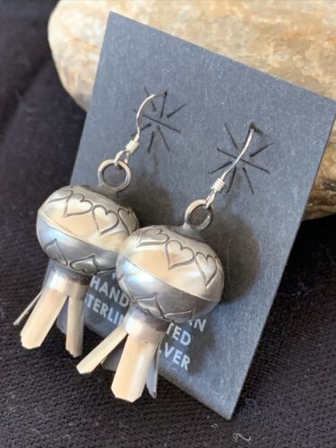 Native American Navajo Pearls Naja Earrings | Sterling Silver | 1" | 1044