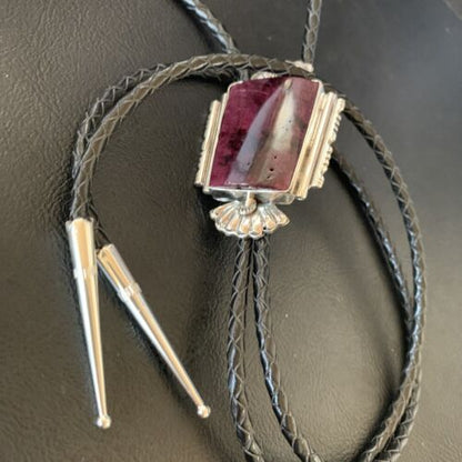 Southwestern Men's Bolo Tie | Purple Spiny Oyster | Sterling Silver | Navajo | 12964