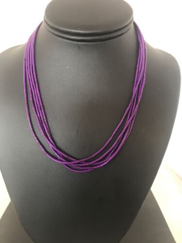 Navajo Sugilite 5-Strand Stabilized Tube Heishi Necklace | Sterling Silver | Authentic Native American Handmade | 8489