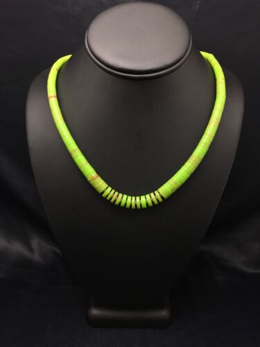 Navajo Green Gaspeite Graduated Necklace | Sterling Silver | Authentic Native American | 17" | 4158