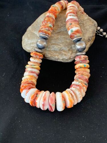 Navajo Purple Spiny Oyster & Sterling Silver Graduated Necklace | Authentic Native American | 20" | 3241