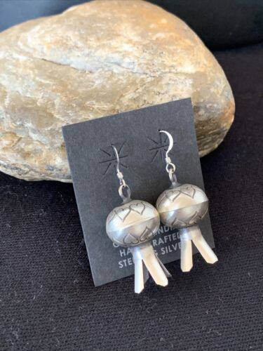 Native American Navajo Pearls Naja Earrings | Sterling Silver | 1" | 01044