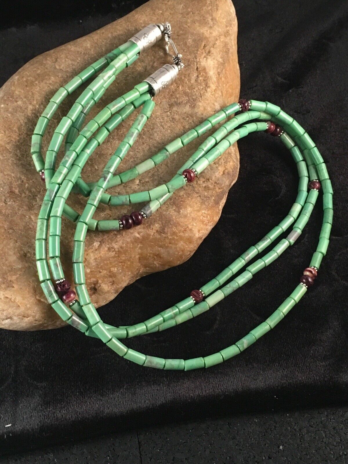 Navajo Spiny Oyster & Turquoise Bead Necklace | Sterling Silver | 21" | Authentic Native American Handmade | 8720
