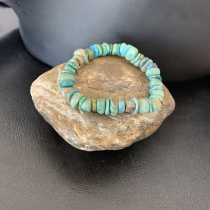 Men's Women's Stretch Bracelet | Blue Green Turquoise Stone | 7" | 11827