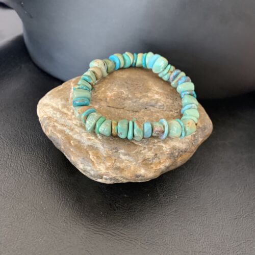 Men's Women's Stretch Bracelet | Blue Green Turquoise Stone | 7" | 11827