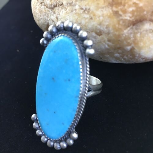 Native American Men's Navajo Blue Turquoise Ring | Sterling Silver | Sz 9.5 | 10080
