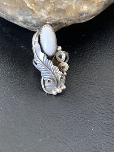 Navajo White Buffalo Turquoise Ring | Sterling Silver | Sz 5.5 | Authentic Native American Handmade | 12183