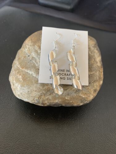 Native Navajo Stamped Sterling Silver Swirl Handmade Earrings Set 11625