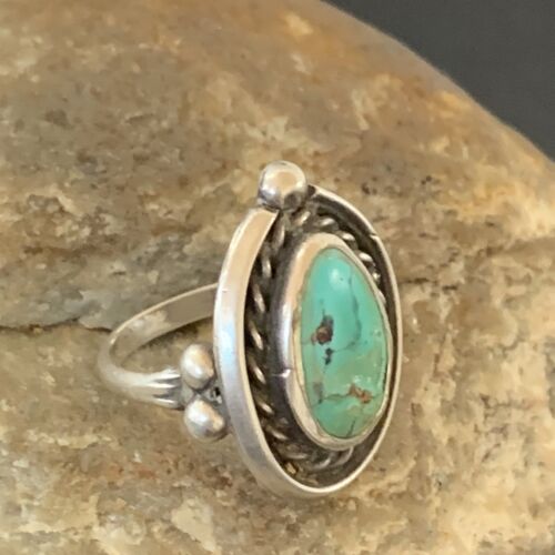 Southwestern Old Pawn Navajo Blue Turquoise Ring | Sterling Silver | Sz 6.5 | 2170