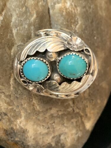 Navajo Kingman Turquoise Multi-Stone Ring | Authentic Native American Sterling Silver | Sz 10 | 14168