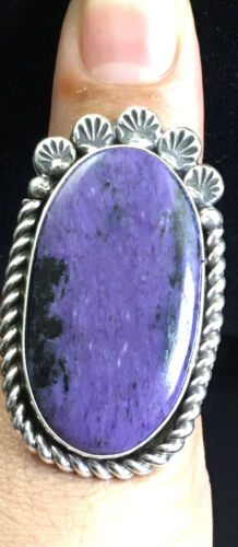 Native American Navajo Purple Charoite Ring | Sterling Silver | Sz 9.75 | 10103