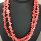 Navajo Native American Coral 2-Strand Bamboo Necklace | Sterling Silver | Southwestern 3253