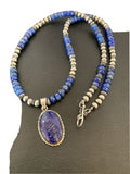 Navajo Pearls Lapis Pendant Necklace | Sterling Silver | Native American Handmade | 01775
