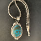 Navajo Spiderweb Turquoise Pendant Necklace | Sterling Silver | 2.25" | Authentic Native American Handmade | 14061