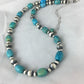 Authentic Native American | Navajo Sterling Silver Turquoise Necklace | Blue Green | 18" | 384
