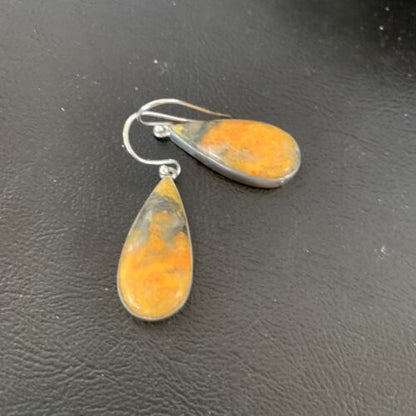 Native American Women's Navajo Bumblebee Jasper Earrings | Sterling Silver | Handmade | 12027
