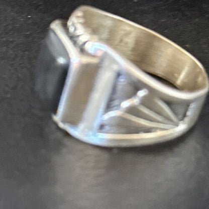 Native American Men's Navajo Black Onyx Ring | Sterling Silver | Sz 12.5 | 14445
