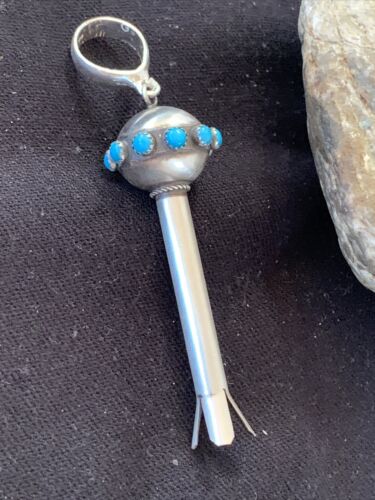 Navajo Blue Turquoise Naja Pendant | Sterling Silver | Authentic Native American Handmade | 01155
