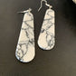 Navajo White Buffalo Turquoise Dangle Earrings | Sterling Silver | 2" | Authentic Native American Handmade | 11749