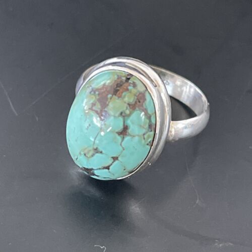 Navajo Spiderweb Blue Turquoise Ring | Sterling Silver | Sz 6.5 | Authentic Native American Handmade | 11439