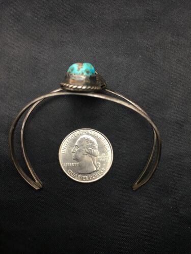 Navajo Blue Turquoise Bracelet | Sterling Silver | Authentic Native American Handmade | 4416
