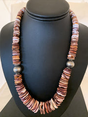 Navajo Sterling Silver Purple Spiny Oyster Necklace | Authentic Native American | 22" | 02182