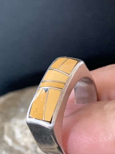 Navajo Yellow Turquoise Ring | Sterling Silver | Sz 8 | Authentic Native American Handmade | 1736
