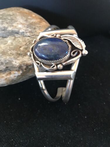 Native American Navajo Lapis Bracelet | Sterling Silver | J Platero | Authentic Handmade | 8040