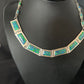 Native American Women's Blue Opal Navajo Necklace | Sterling Silver Inlay Pendant | 14649