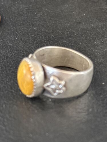 Southwestern Navajo Yellow Bumble Bee Jasper Ring | Sterling Silver | Sz 7 | 14266
